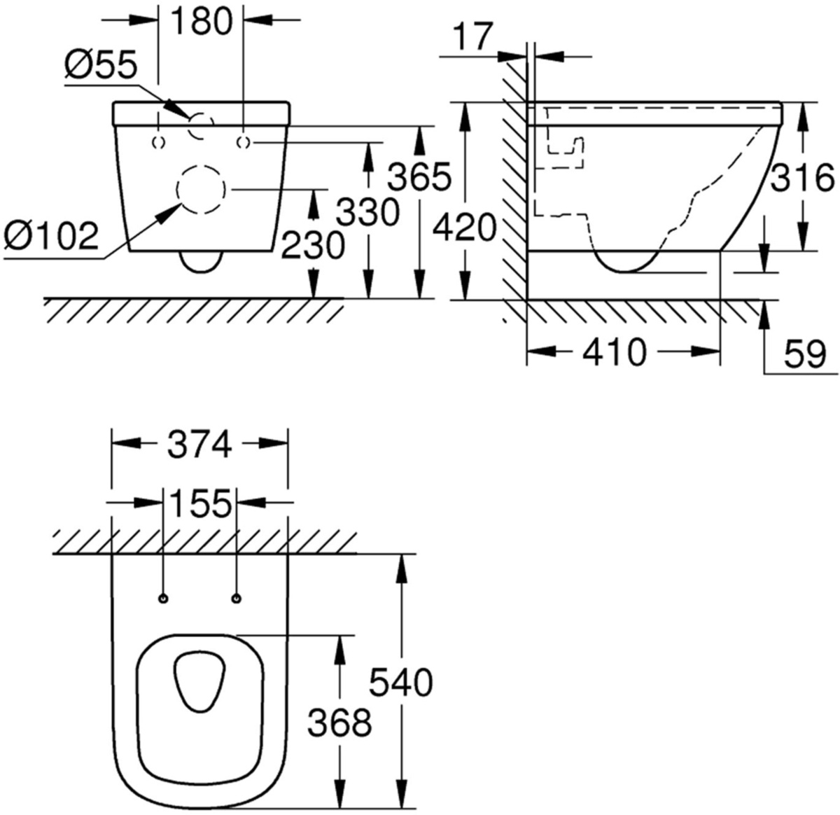 GROHE Euro Ceramika 39328000 + 39330002 Zestaw miska WC z deską ...